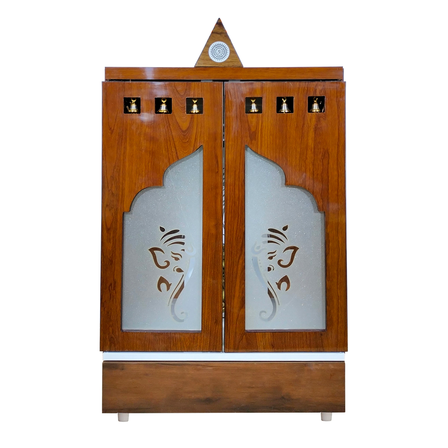 Wooden Door Temple Table Top Mandir With White LED Light | Puja Temple For Home & Office Décor - Image 7