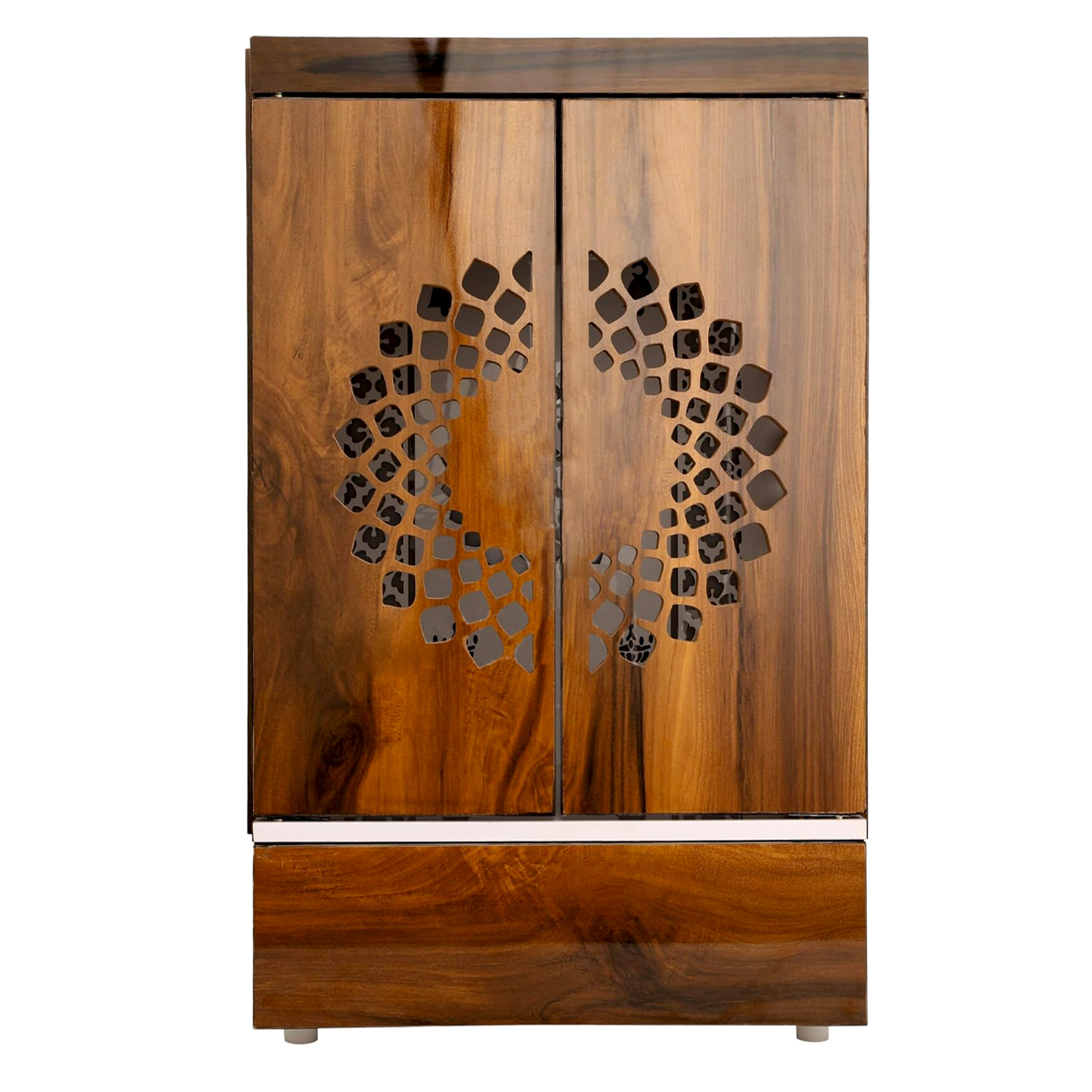 Wooden Door Temple Table Top Mandir With White LED Light | Puja Temple For Home & Office Décor - Image 3