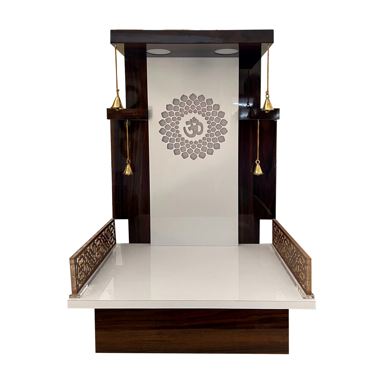 The Temple hub Wooden Temple | Brown Mandir With LED Light Puja Mandir For Home & Office Decor - Image 3