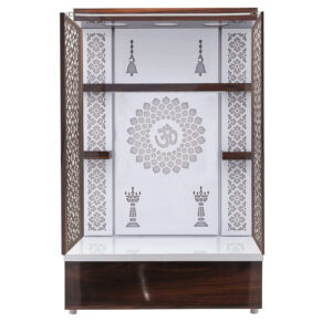 The Temple hub Wooden Temple |White Curtain Mandir With LED Light Puja Mandir For Home & Office Decor