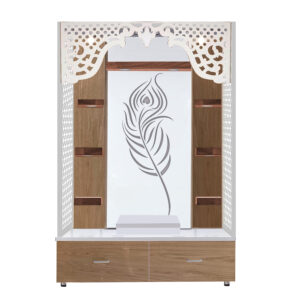 The Temple hub Wooden Temple | Beige Mandir With LED Light Puja Mandir For Home & Office Decor