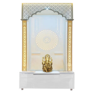 The Temple hub Wooden Temple | White Piller Mandir With LED Light Puja Mandir For Home & Office Decor