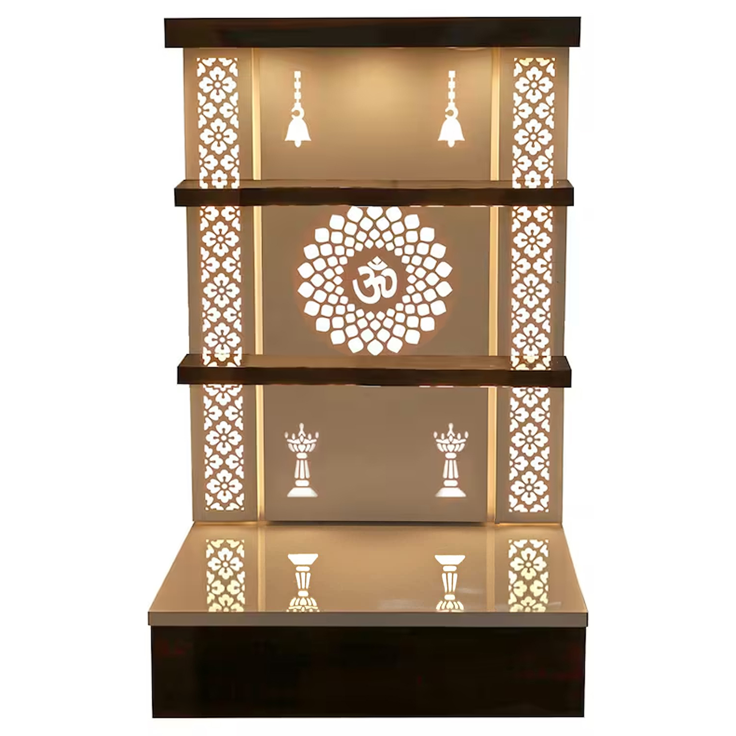 The Temple hub Wooden Temple | White Mandir With LED Light Puja Mandir For Home & Office Decor