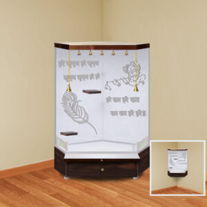 The Temple hub Wooden Temple | White Corner Mandir With LED Light Puja Mandir For Home & Office Decor