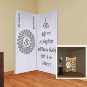 The Temple hub Wooden Temple | White Corner Frame Mandir With LED Light Puja Mandir For Home & Office Decor