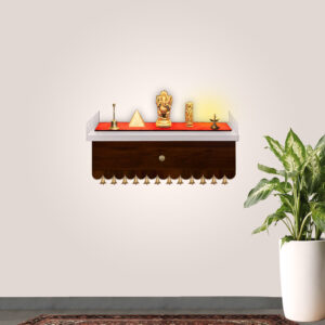 The Temple hub Wooden Temple | White Drawer Mandir With LED Light Puja Mandir For Home & Office Decor