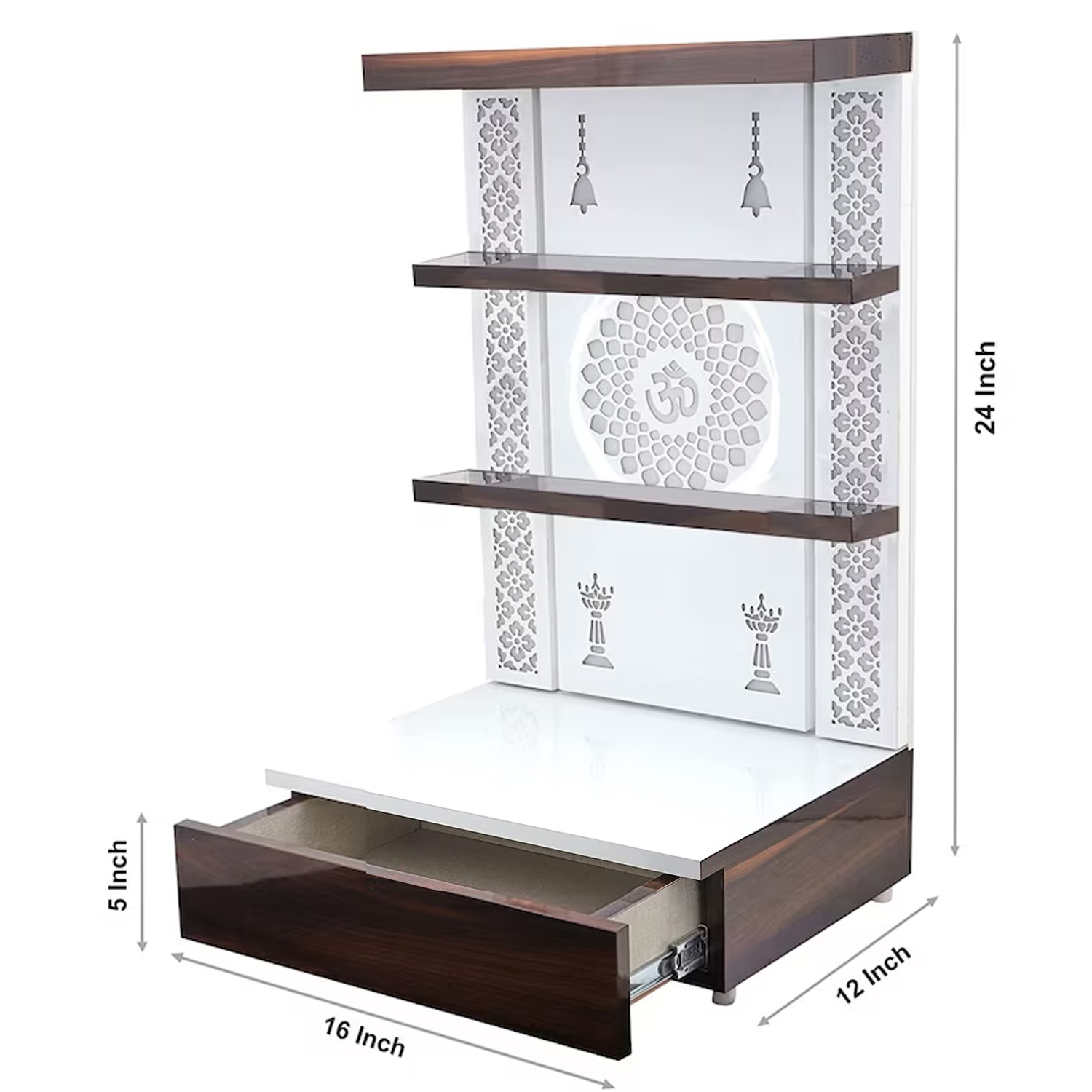 The Temple hub Wooden Temple | White Mandir With LED Light Puja Mandir For Home & Office Decor - Image 5