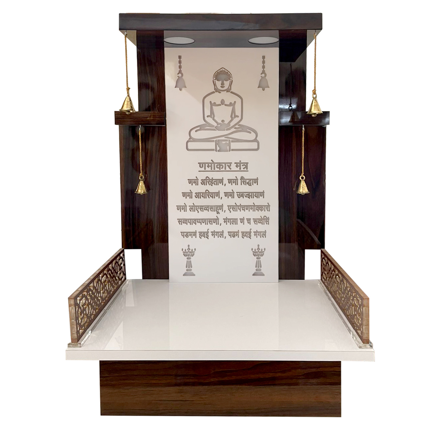 The Temple hub Wooden Temple | Brown Mandir With LED Light Puja Mandir For Home & Office Decor
