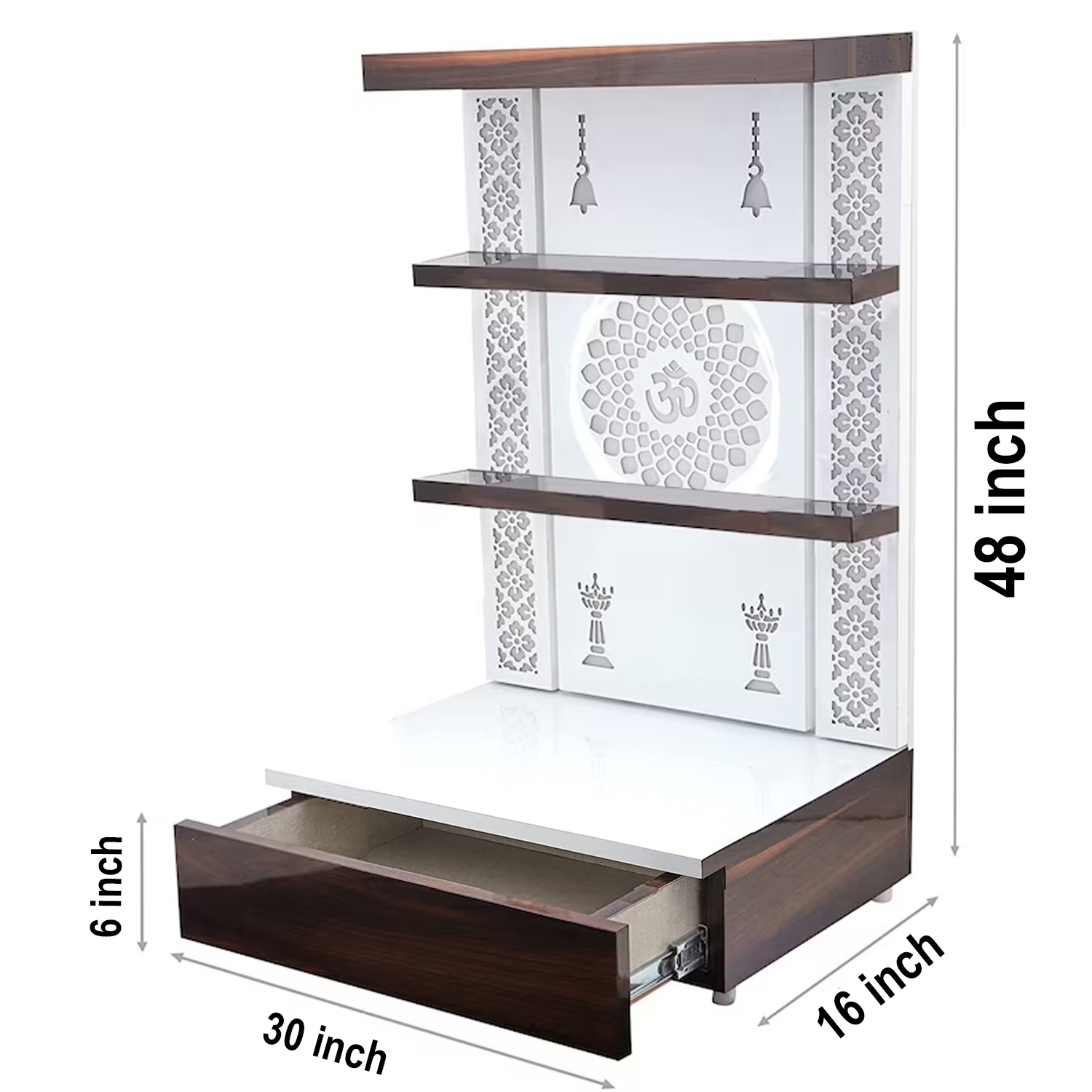 The Temple hub Wooden Temple | White Mandir With LED Light Puja Mandir For Home & Office Decor - Image 7