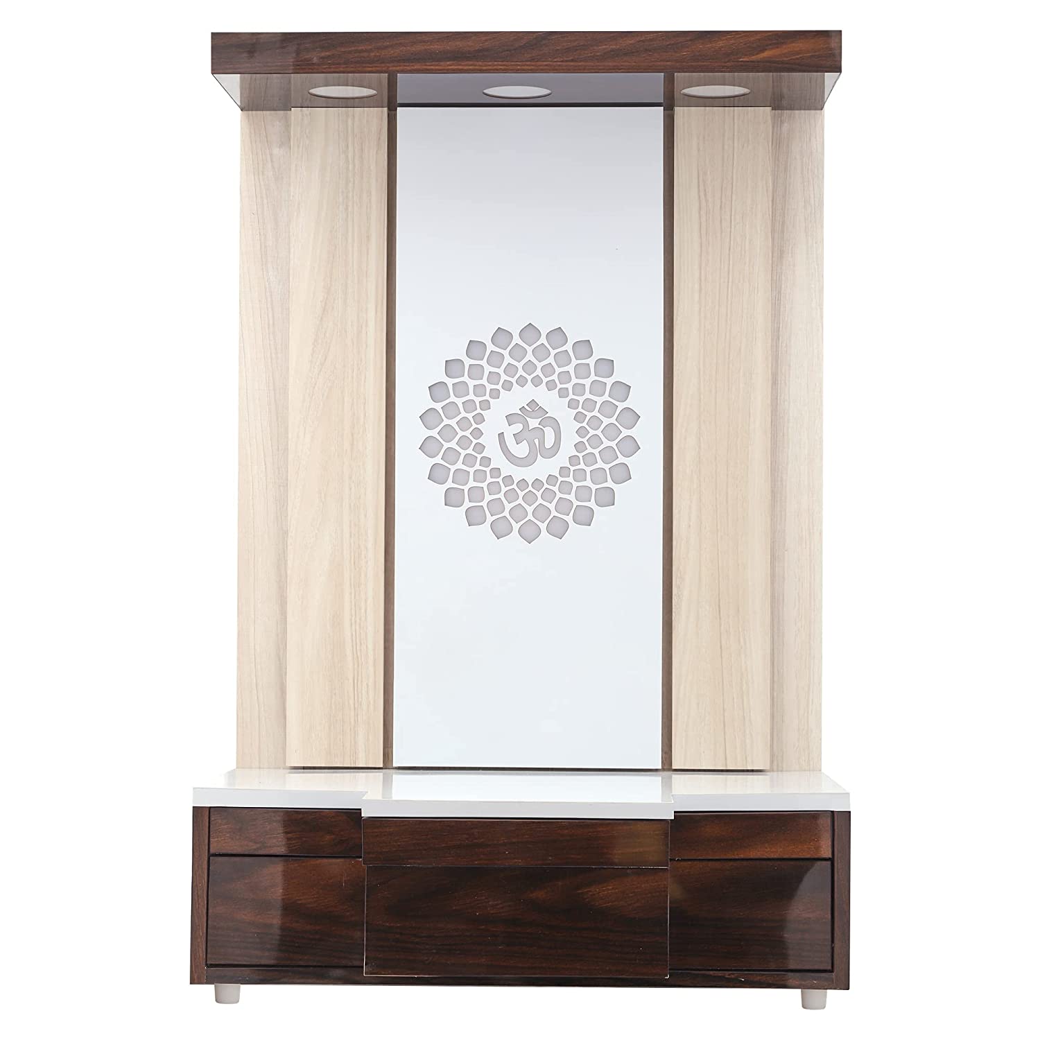 The Temple hub Wooden Temple | Beige Mandir With LED Light Puja Mandir For Home & Office Decor