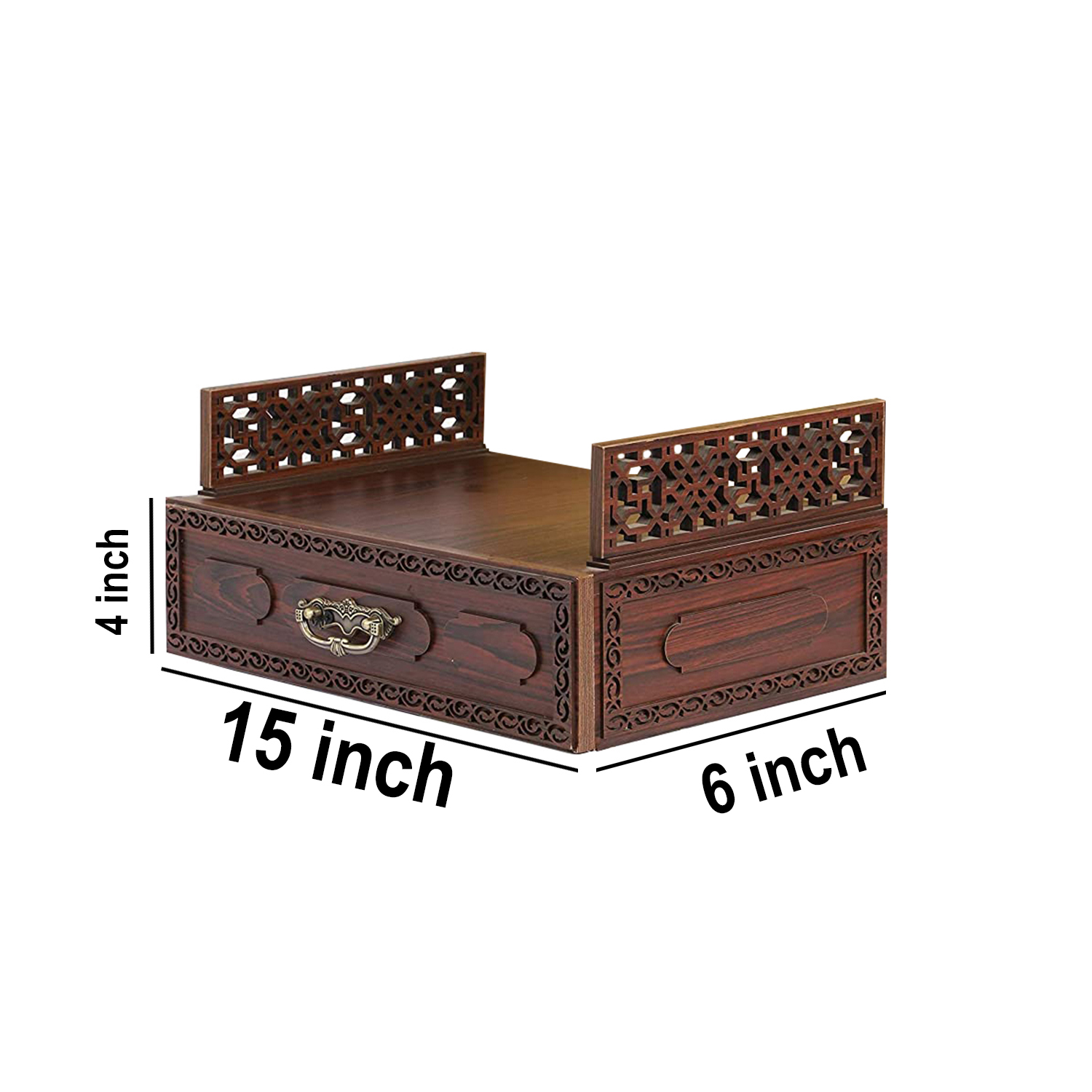 The Temple hub Wooden Temple | Brown Drawer Mandir With LED Light Puja Mandir For Home & Office Decor - Image 5