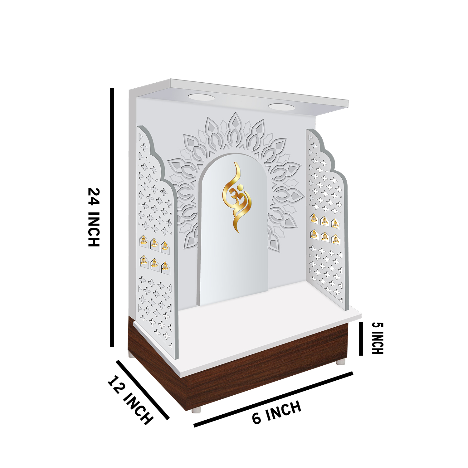 The Temple hub Wooden Temple | White Mandir With LED Light Puja Mandir For Home & Office Decor - Image 4