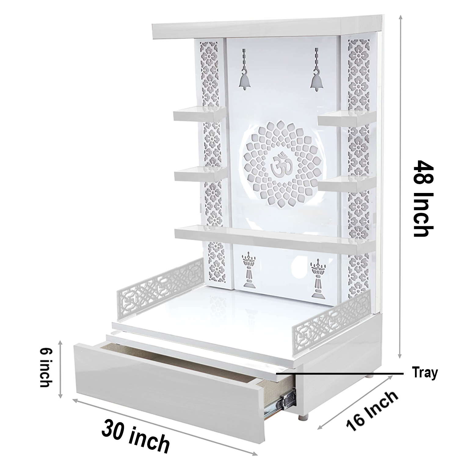 The Temple hub Wooden Temple | White Mandir With LED Light Puja Mandir For Home & Office Decor - Image 5