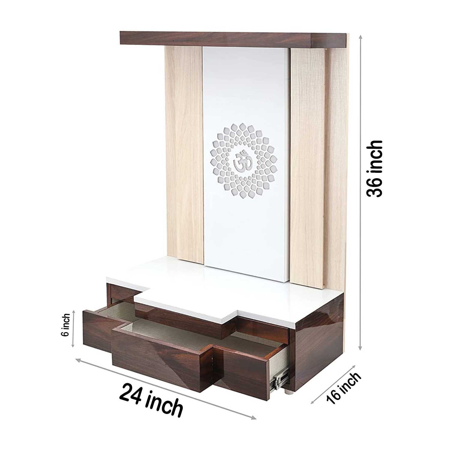 The Temple hub Wooden Temple | Beige Mandir With LED Light Puja Mandir For Home & Office Decor - Image 5