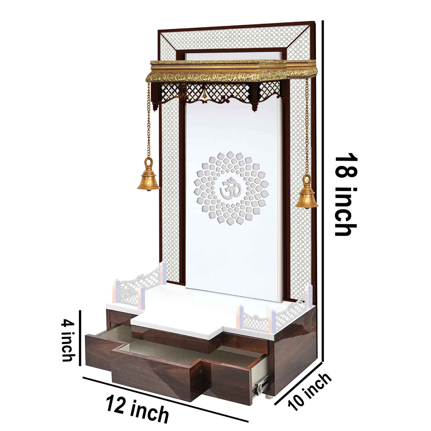The Temple hub Wooden Temple | White Mandir With LED Light Puja Mandir For Home & Office Decor - Image 4