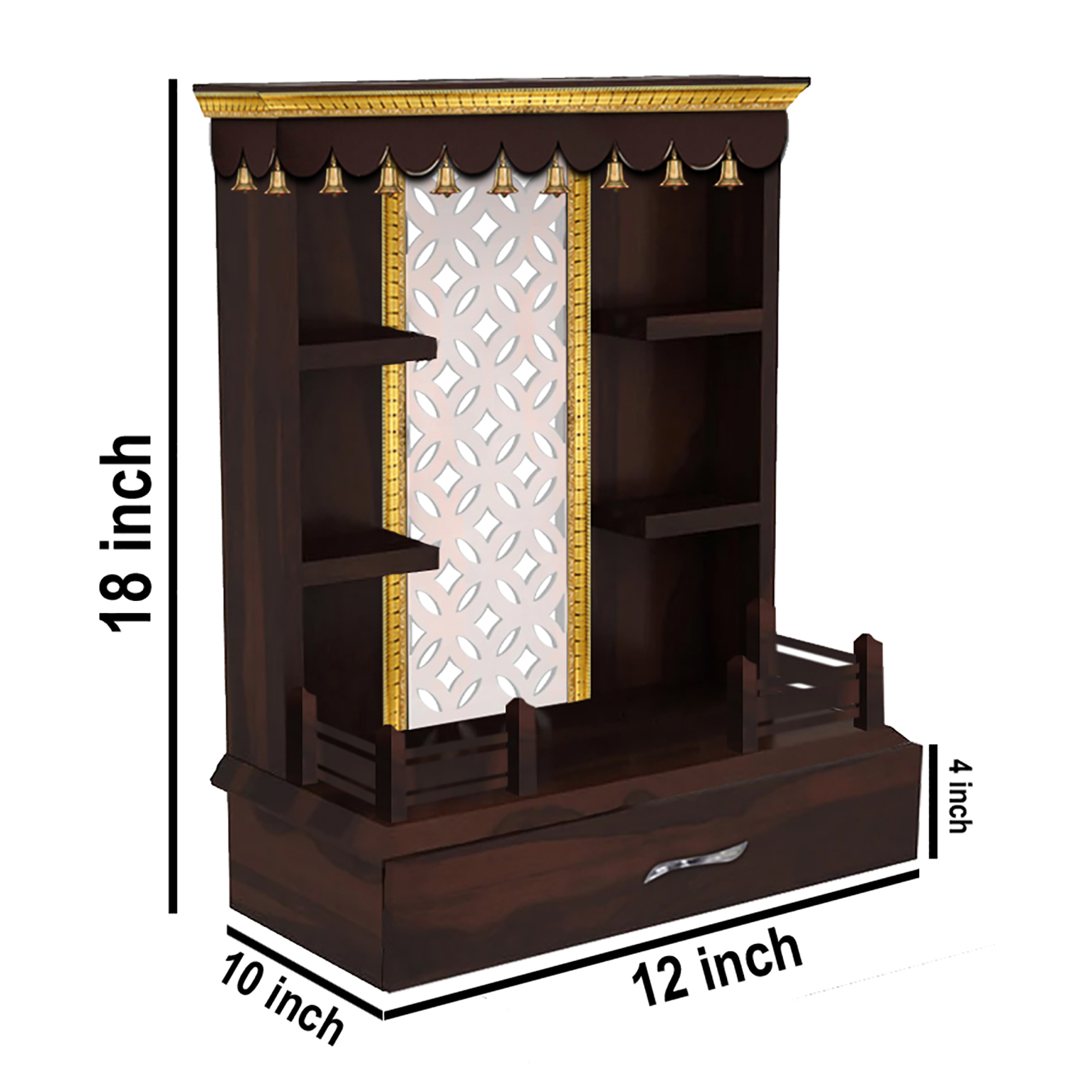 The Temple hub Wooden Temple | Brown Mandir With LED Light Puja Mandir For Home & Office Decor - Image 4