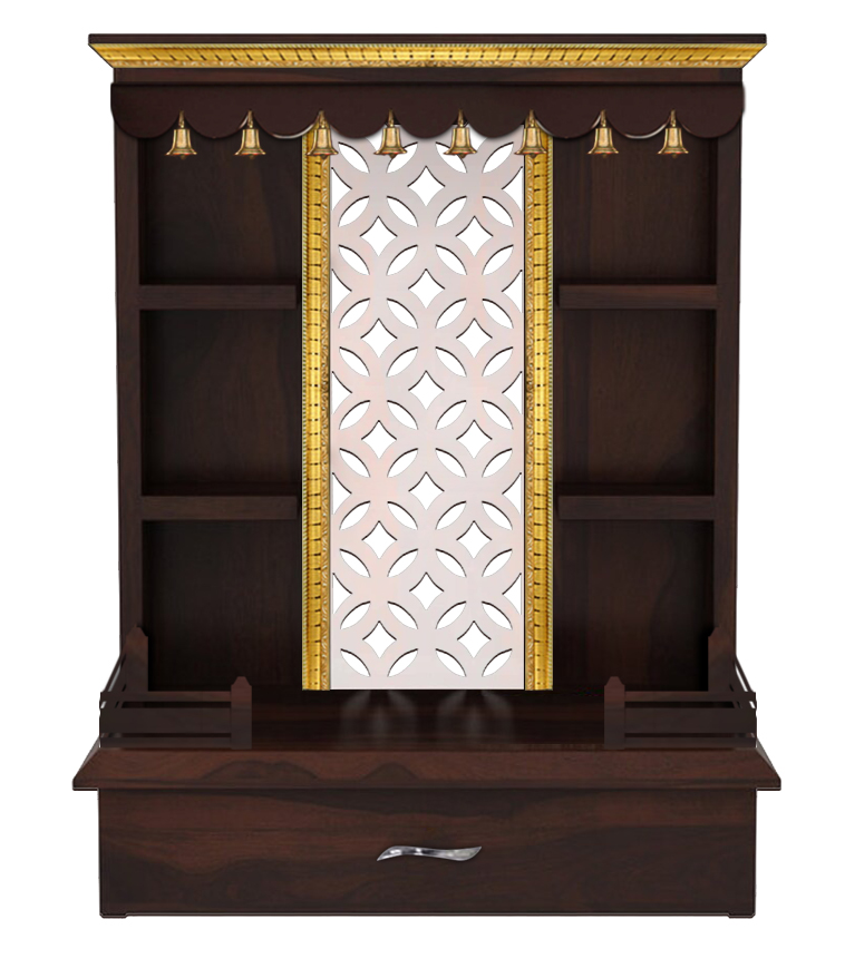 The Temple hub Wooden Temple | Brown Mandir With LED Light Puja Mandir For Home & Office Decor