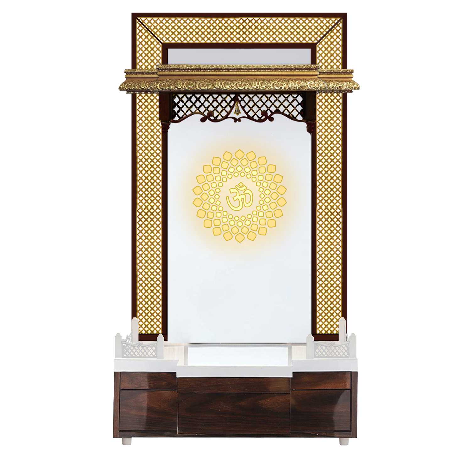 The Temple hub Wooden Temple | White Mandir With LED Light Puja Mandir For Home & Office Decor - Image 3