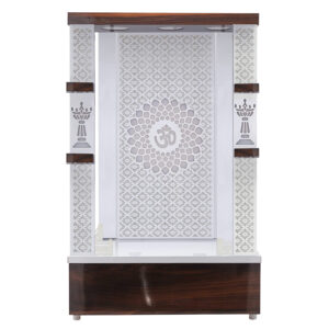 The Temple hub Wooden Temple | White Piller Mandir With LED Light Puja Mandir For Home & Office Decor
