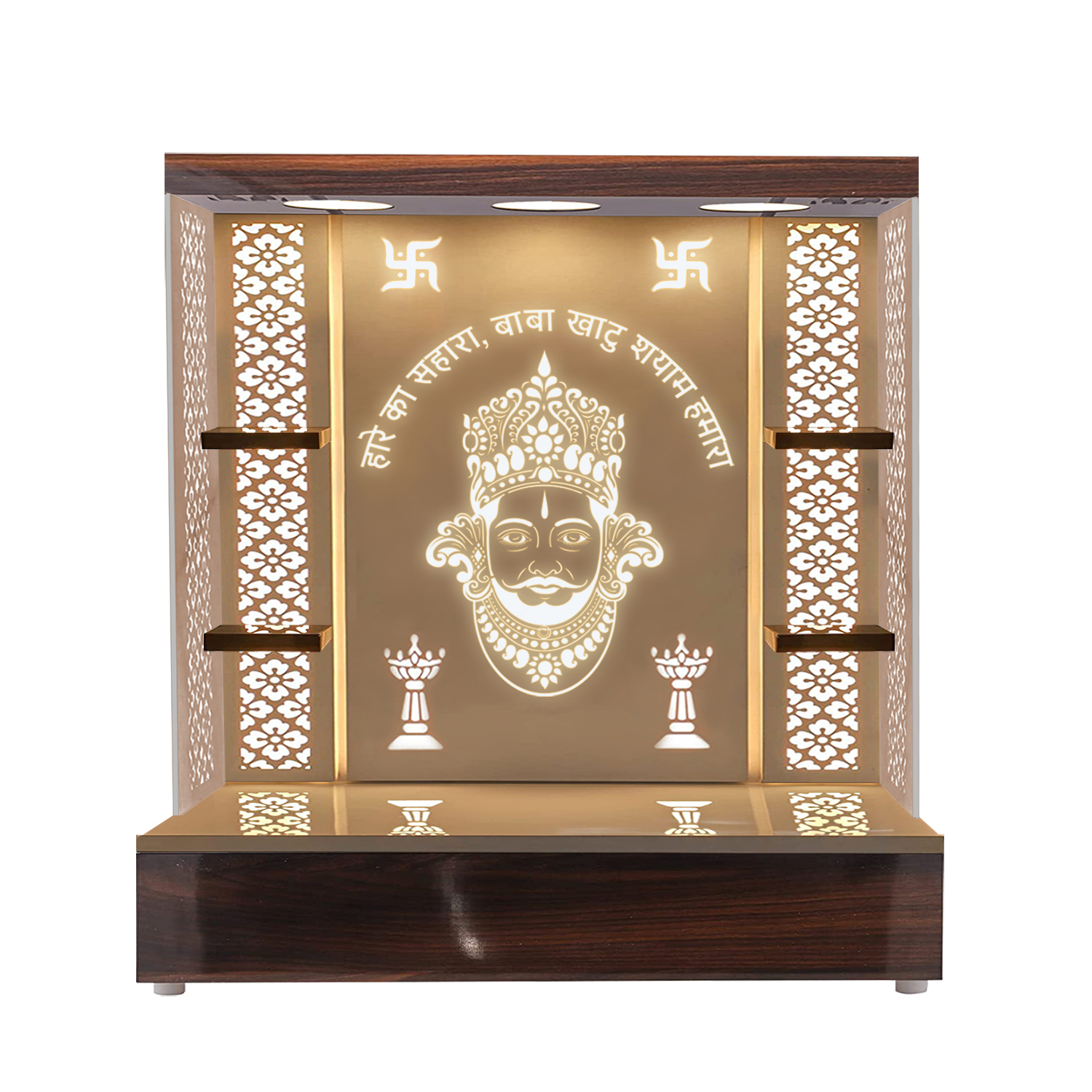 The Temple hub Wooden Temple | White Mandir With LED Light Puja Mandir For Home & Office Decor - Image 2