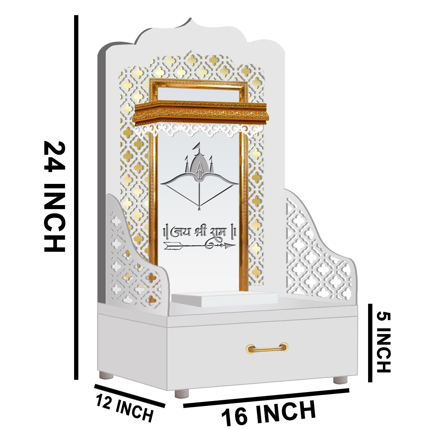 The Temple hub Wooden Temple | White Mandir With LED Light Puja Mandir For Home & Office Decor - Image 6