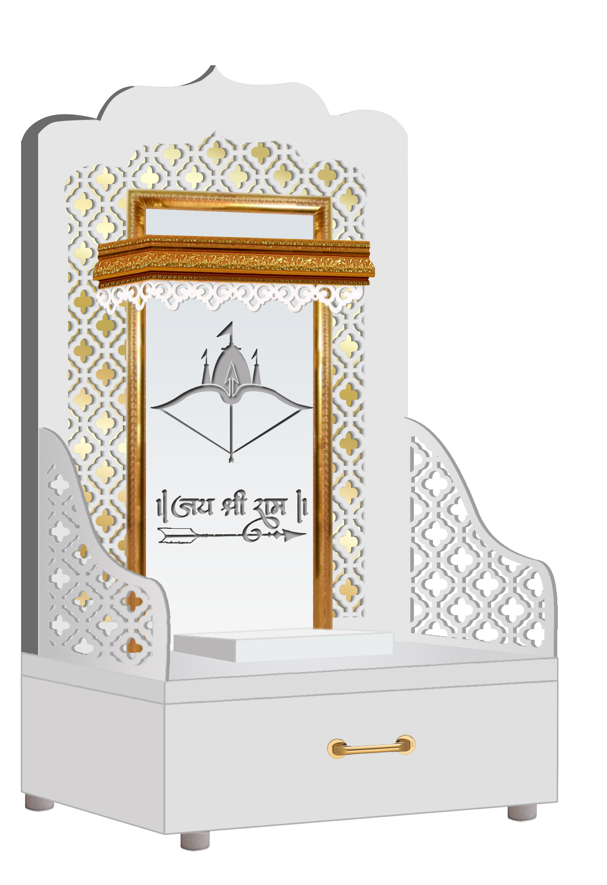 The Temple hub Wooden Temple | White Mandir With LED Light Puja Mandir For Home & Office Decor - Image 2