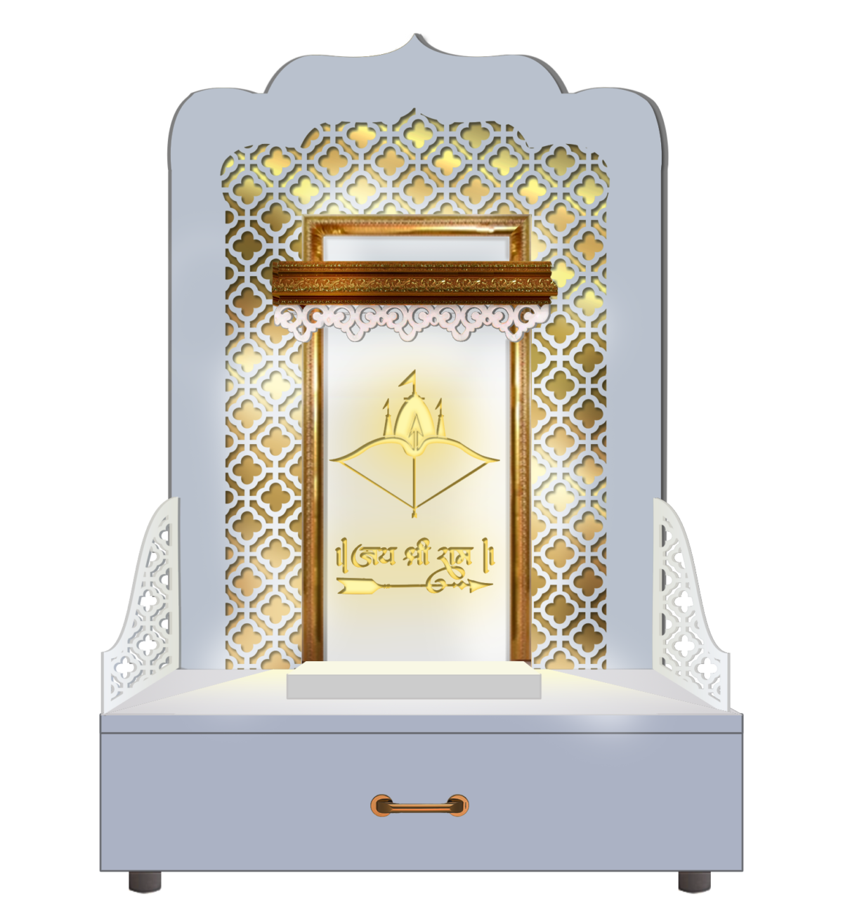 The Temple hub Wooden Temple | White Mandir With LED Light Puja Mandir For Home & Office Decor - Image 2