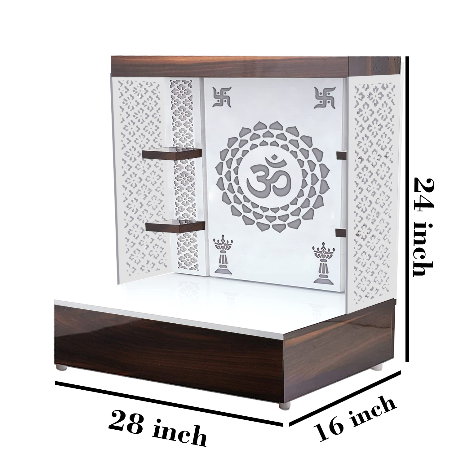 The Temple hub Wooden Temple | White Mandir With LED Light Puja Mandir For Home & Office Decor - Image 5