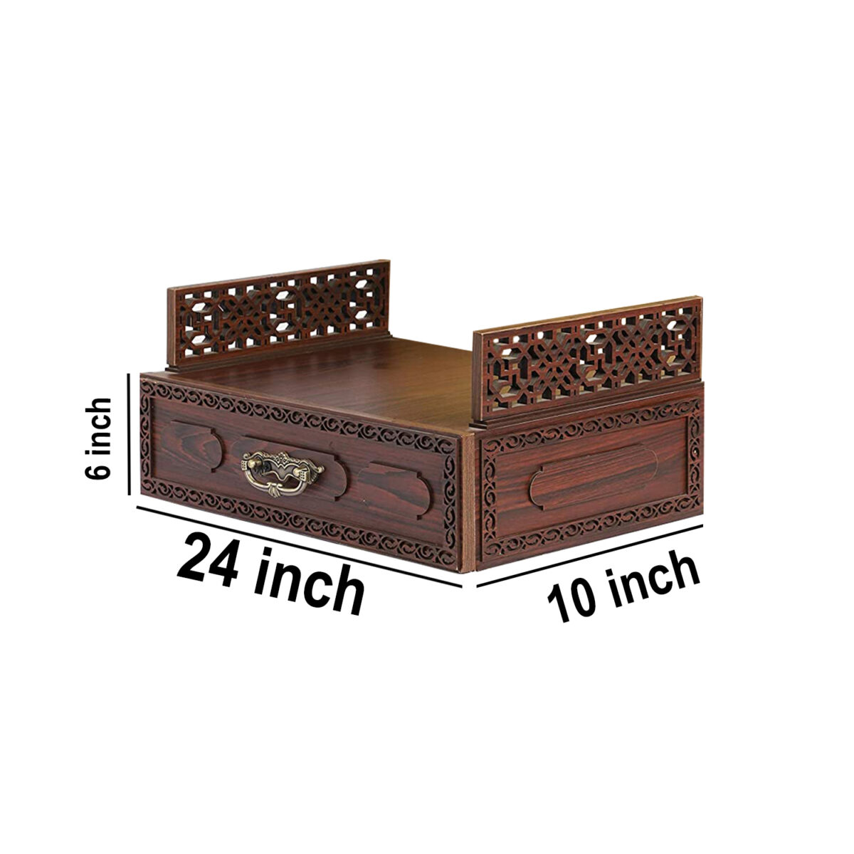The Temple hub Wooden Temple | Brown Drawer Mandir With LED Light Puja Mandir For Home & Office Decor - Image 7