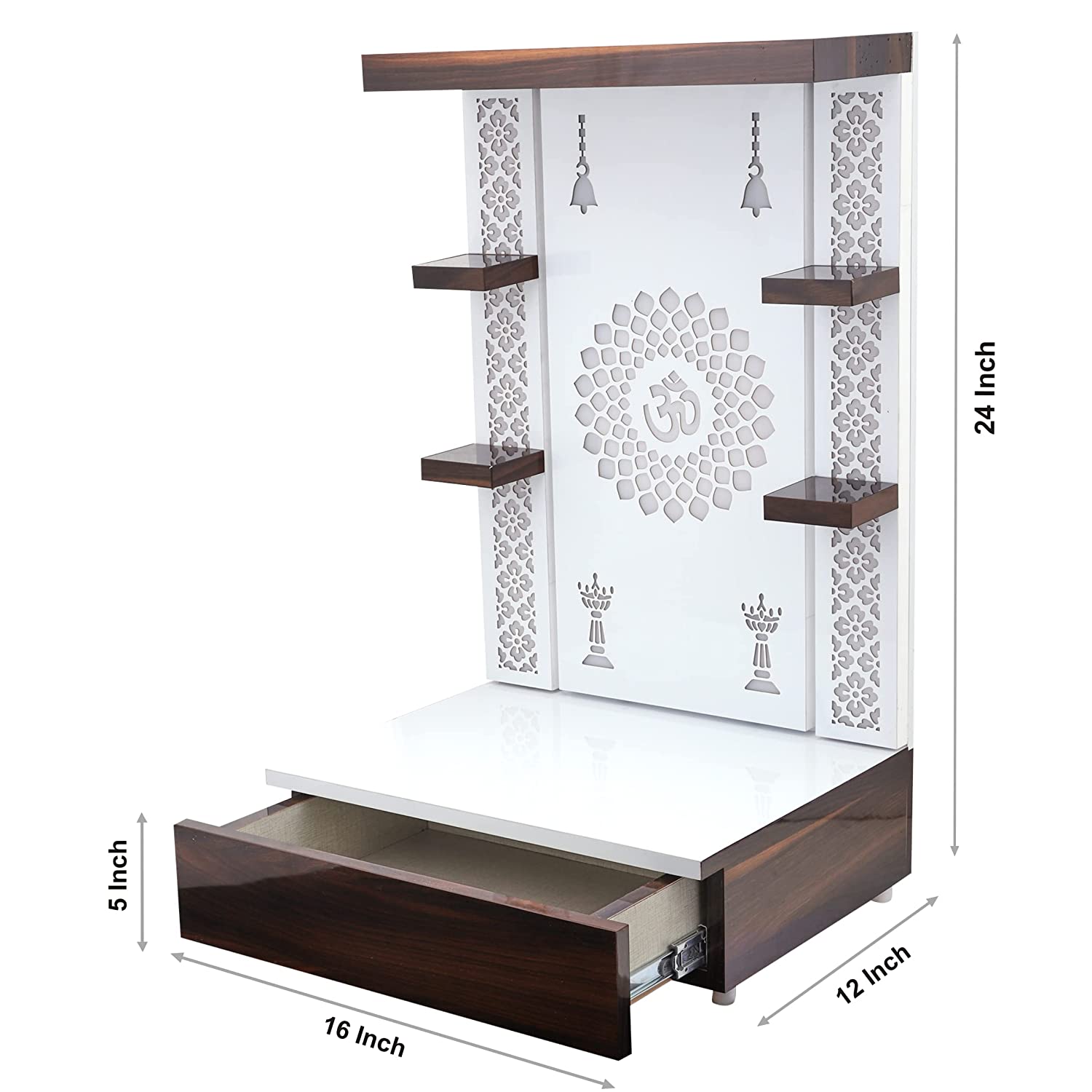 The Temple hub Wooden Temple | White Mandir With LED Light Puja Mandir For Home & Office Decor - Image 6