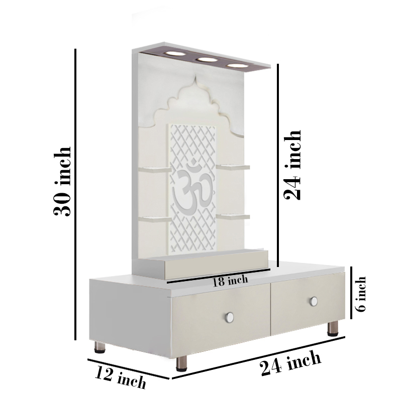 The Temple hub Wooden Temple | White Mandir With LED Light Puja Mandir For Home & Office Decor - Image 4