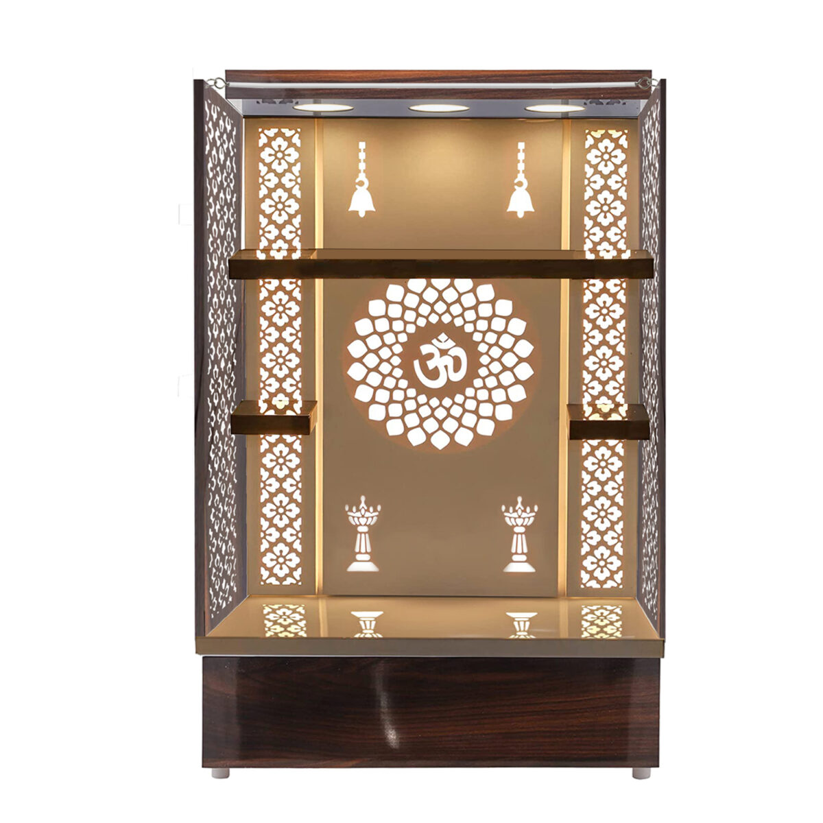 The Temple hub Wooden Temple |White Curtain Mandir With LED Light Puja Mandir For Home & Office Decor - Image 3