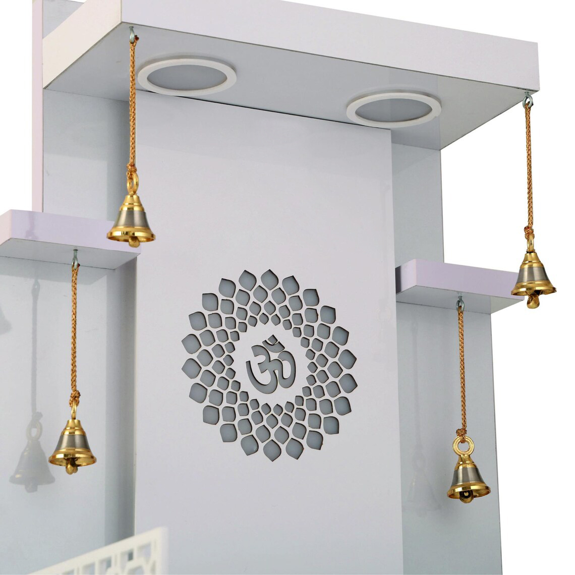 The Temple hub Wooden Temple | White Mandir With LED Light Puja Mandir For Home & Office Decor - Image 3