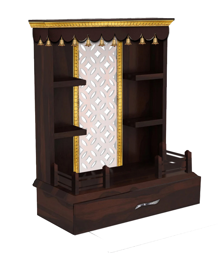 The Temple hub Wooden Temple | Brown Mandir With LED Light Puja Mandir For Home & Office Decor - Image 3