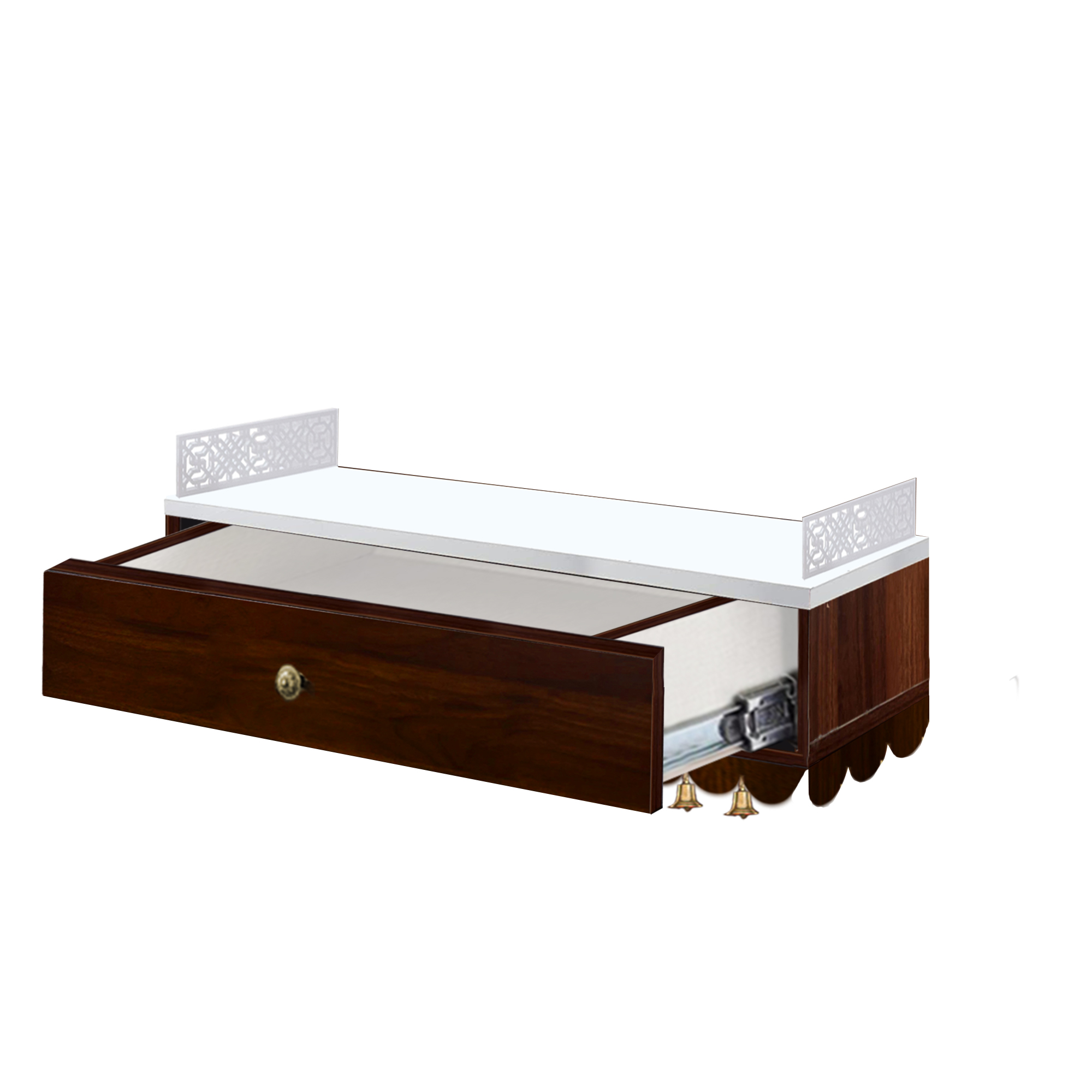 The Temple hub Wooden Temple | White Drawer Mandir With LED Light Puja Mandir For Home & Office Decor - Image 2