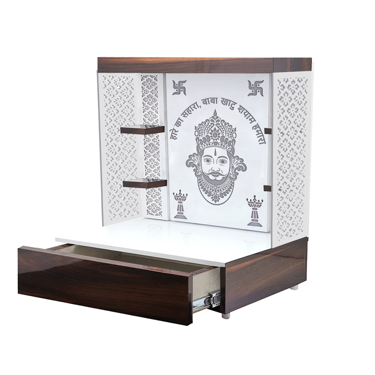 The Temple hub Wooden Temple | White Mandir With LED Light Puja Mandir For Home & Office Decor - Image 3