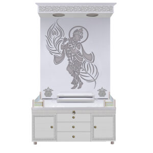The Temple hub Wooden Temple |White Mandir With LED Light Puja Mandir For Home & Office Decor