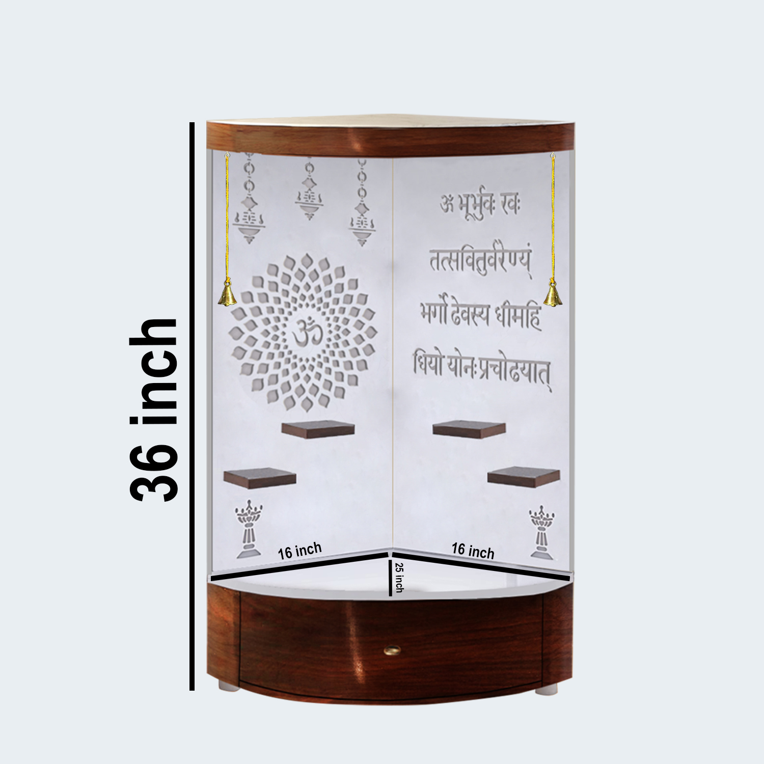 The Temple hub Wooden Temple | White Corner Mandir With LED Light Puja Mandir For Home & Office Decor - Image 6