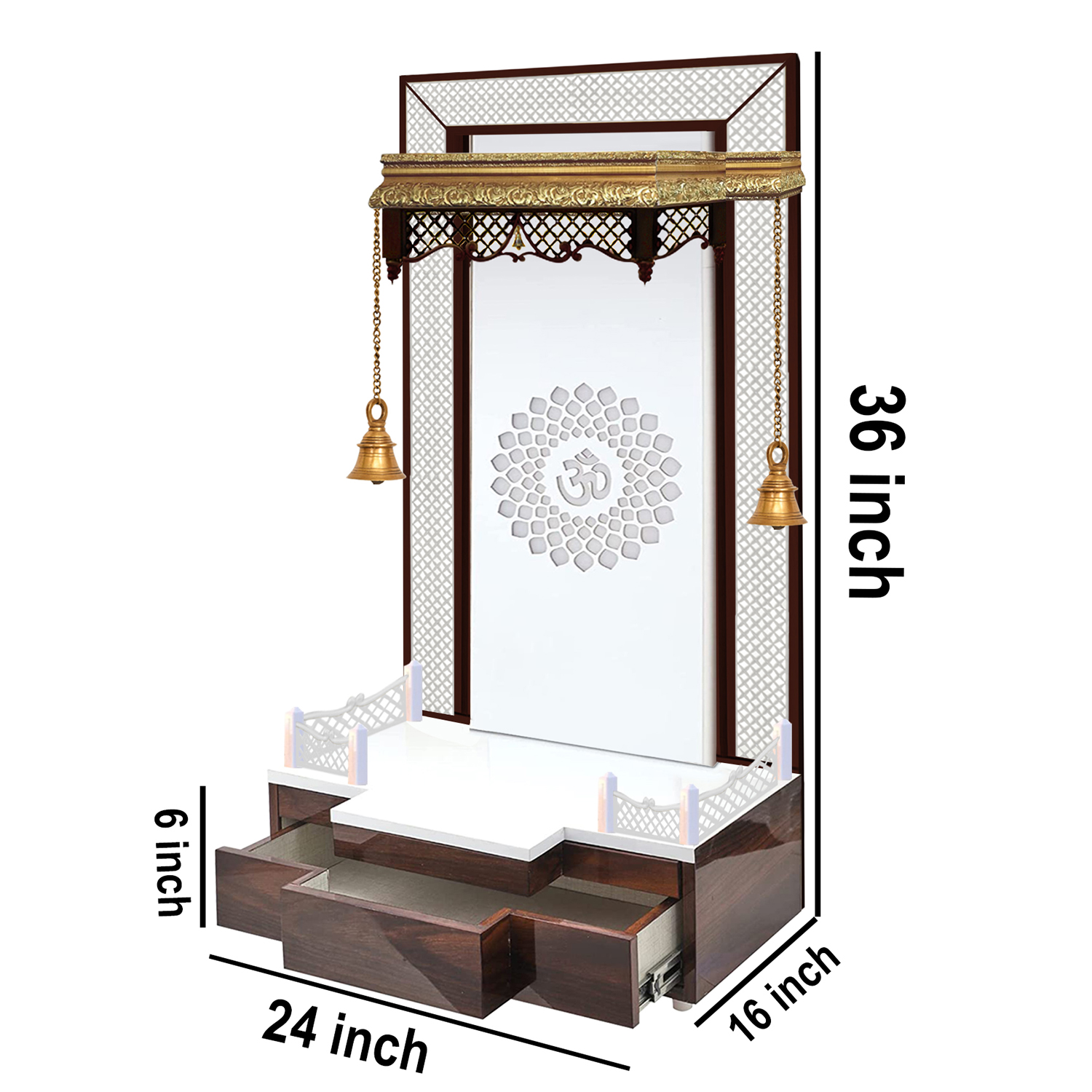 The Temple hub Wooden Temple | White Mandir With LED Light Puja Mandir For Home & Office Decor - Image 6