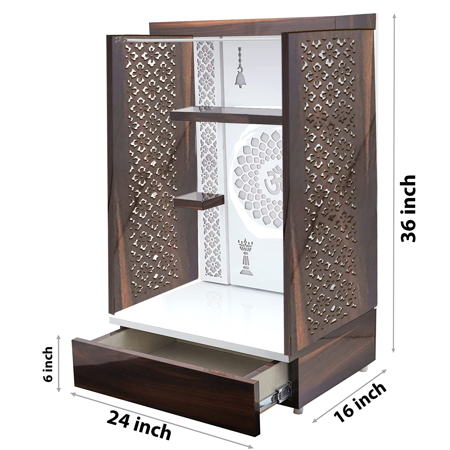 The Temple hub Wooden Temple |White Curtain Mandir With LED Light Puja Mandir For Home & Office Decor - Image 6