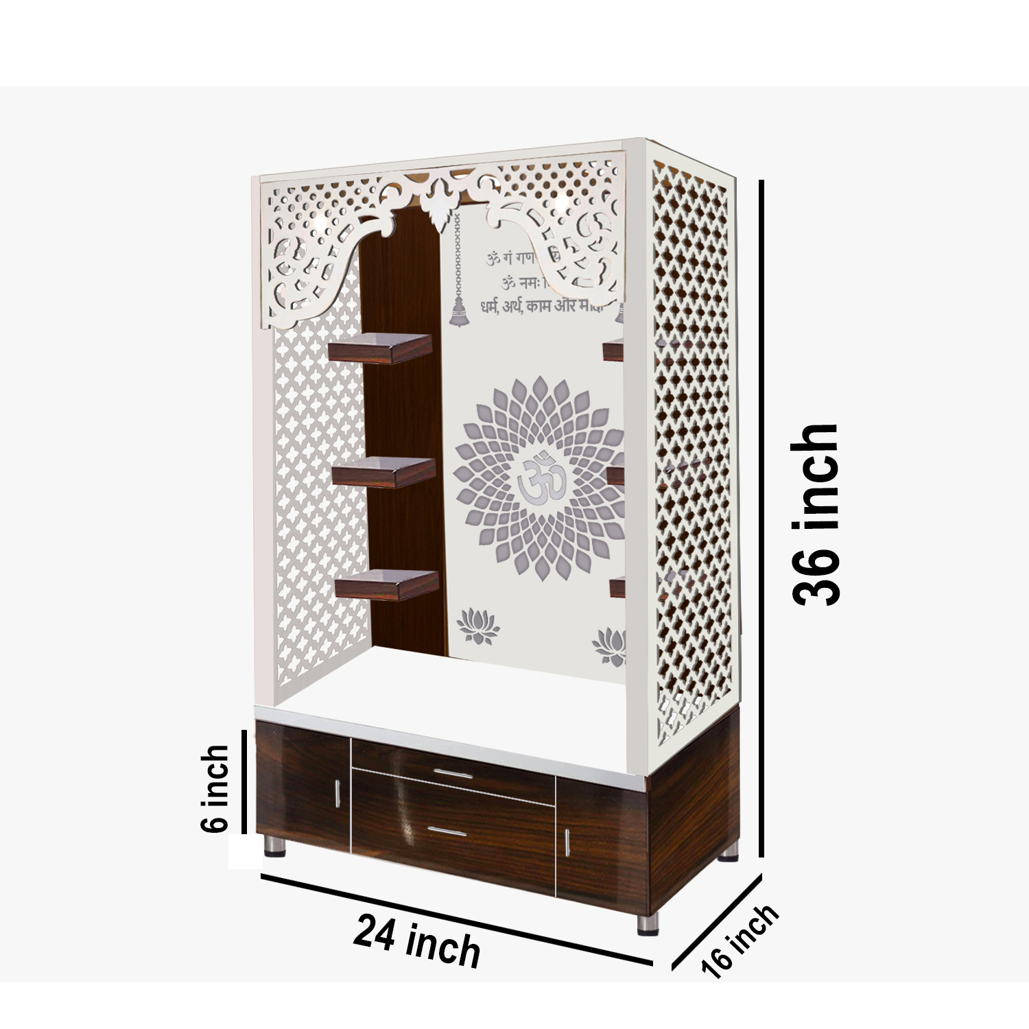 The Temple hub Wooden Temple | Brown Mandir With LED Light Puja Mandir For Home & Office Decor - Image 4