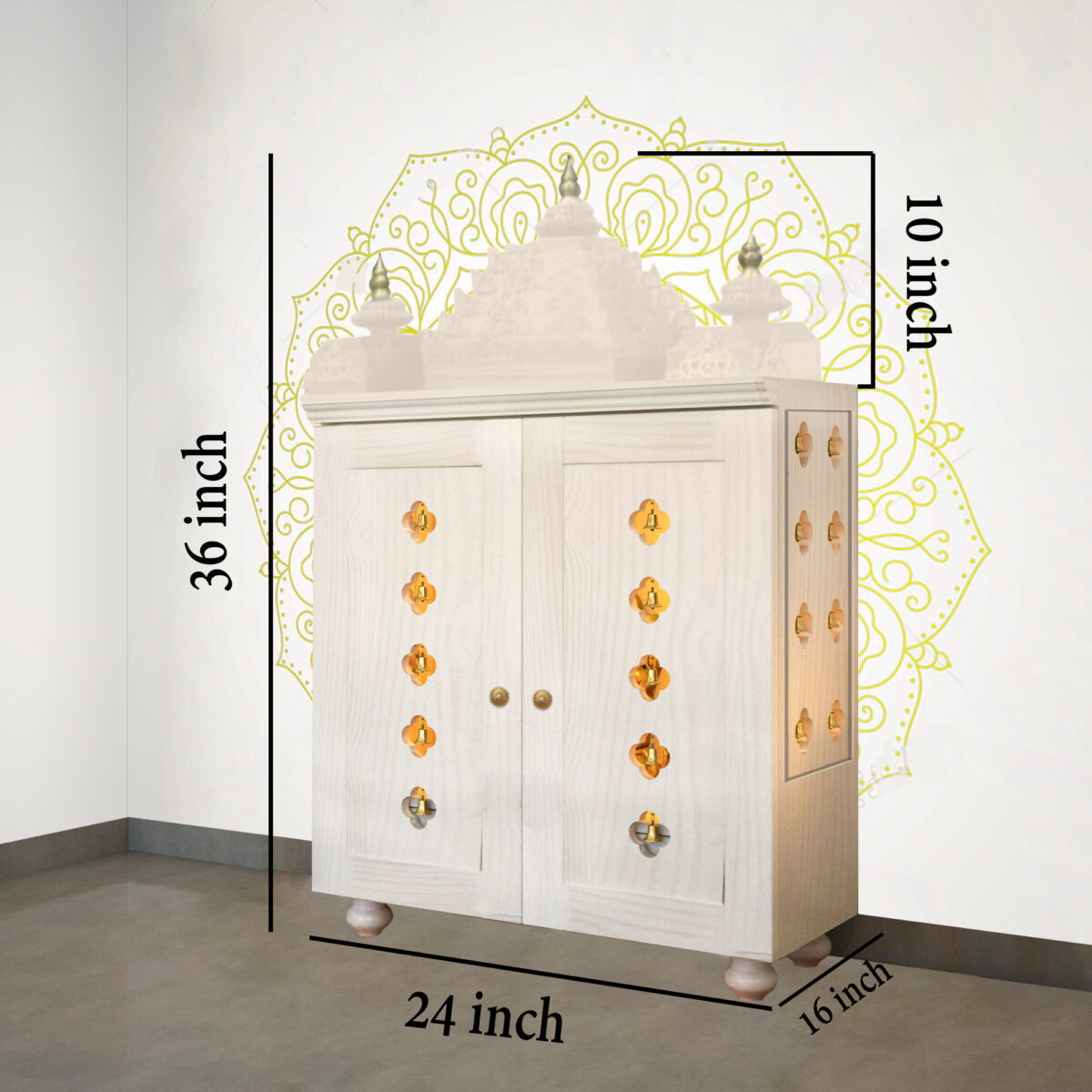 The Temple hub Wooden Temple | White Door Mandir With LED Light Puja Mandir For Home & Office Decor - Image 5