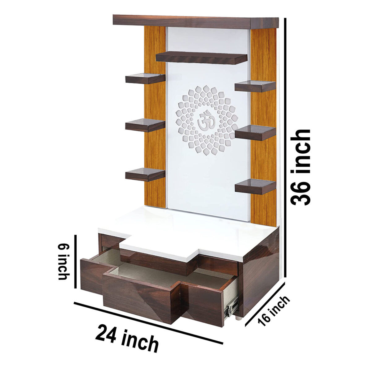 The Temple hub Wooden Temple | Brown Mandir With LED Light Puja Mandir For Home & Office Decor - Image 3