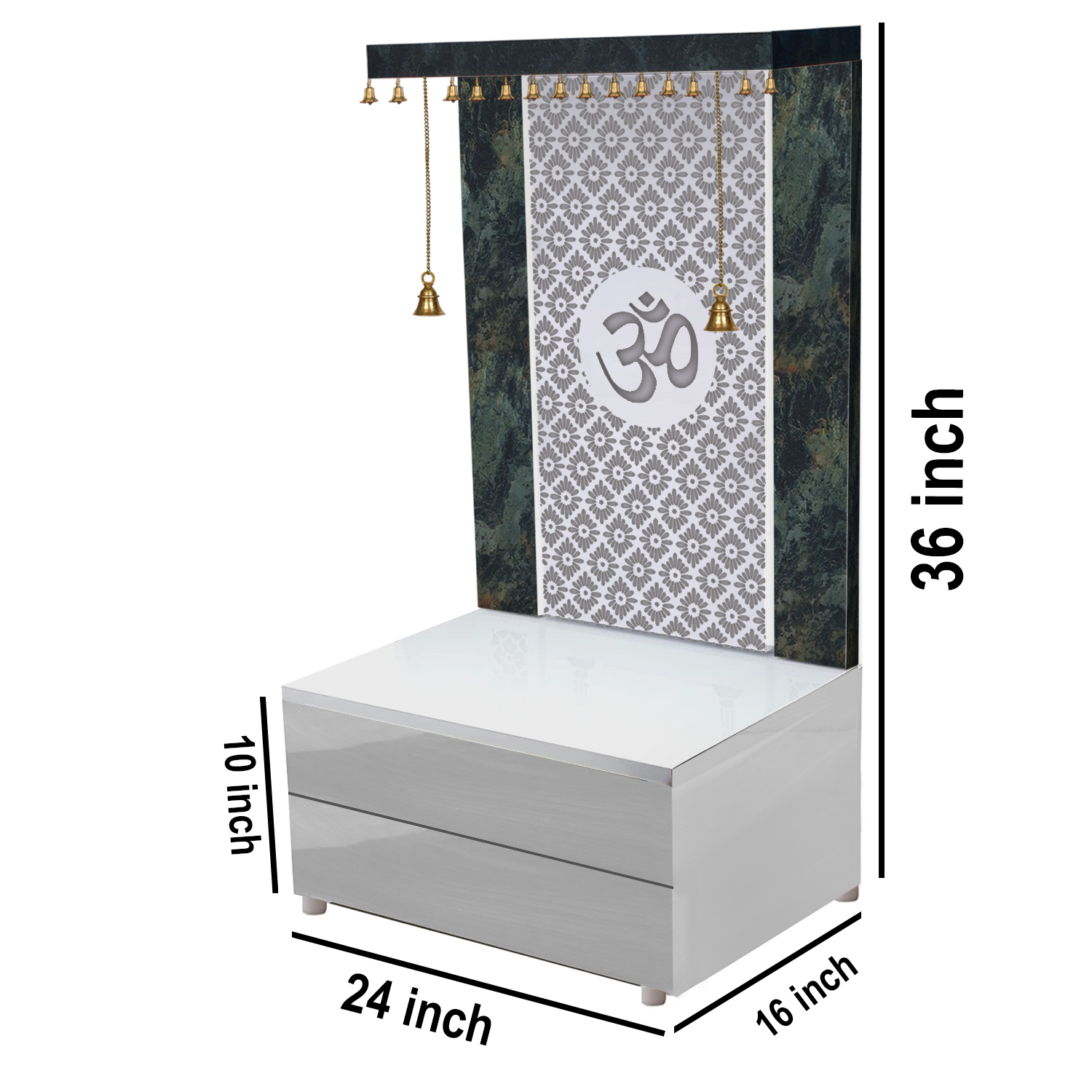The Temple hub Wooden Temple | White Double Drawer Mandir With LED Light Puja Mandir For Home & Office Decor - Image 4
