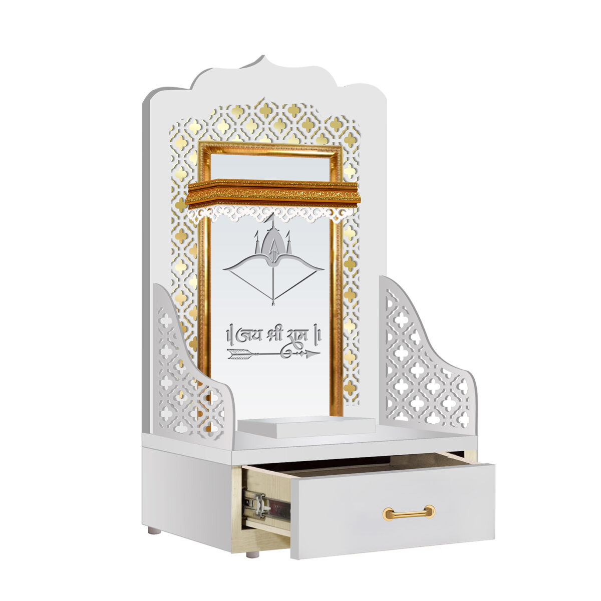 The Temple hub Wooden Temple | White Mandir With LED Light Puja Mandir For Home & Office Decor - Image 3