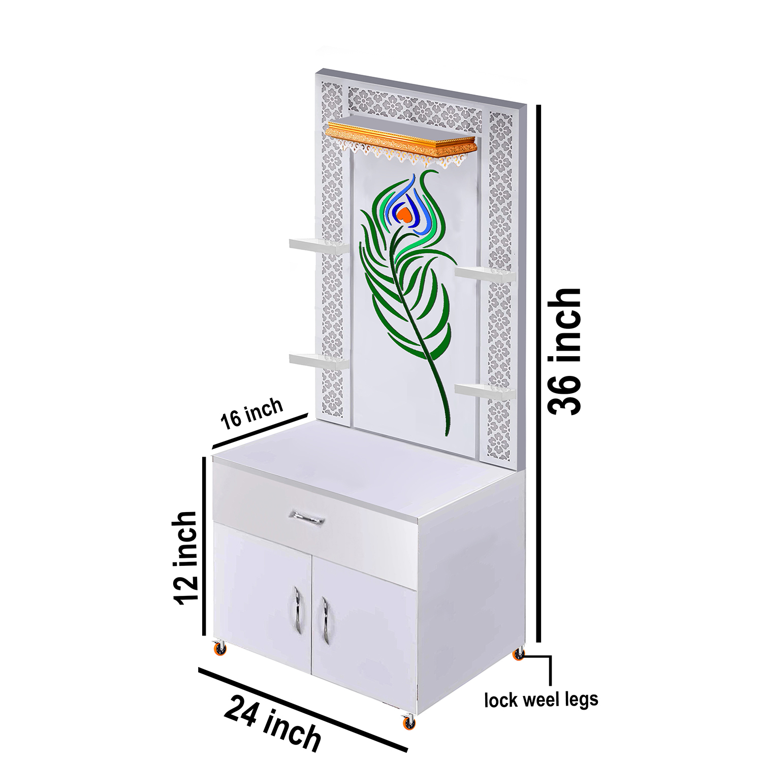 The Temple hub Wooden Temple | White Mandir With LED Light Puja Mandir For Home & Office Decor - Image 6