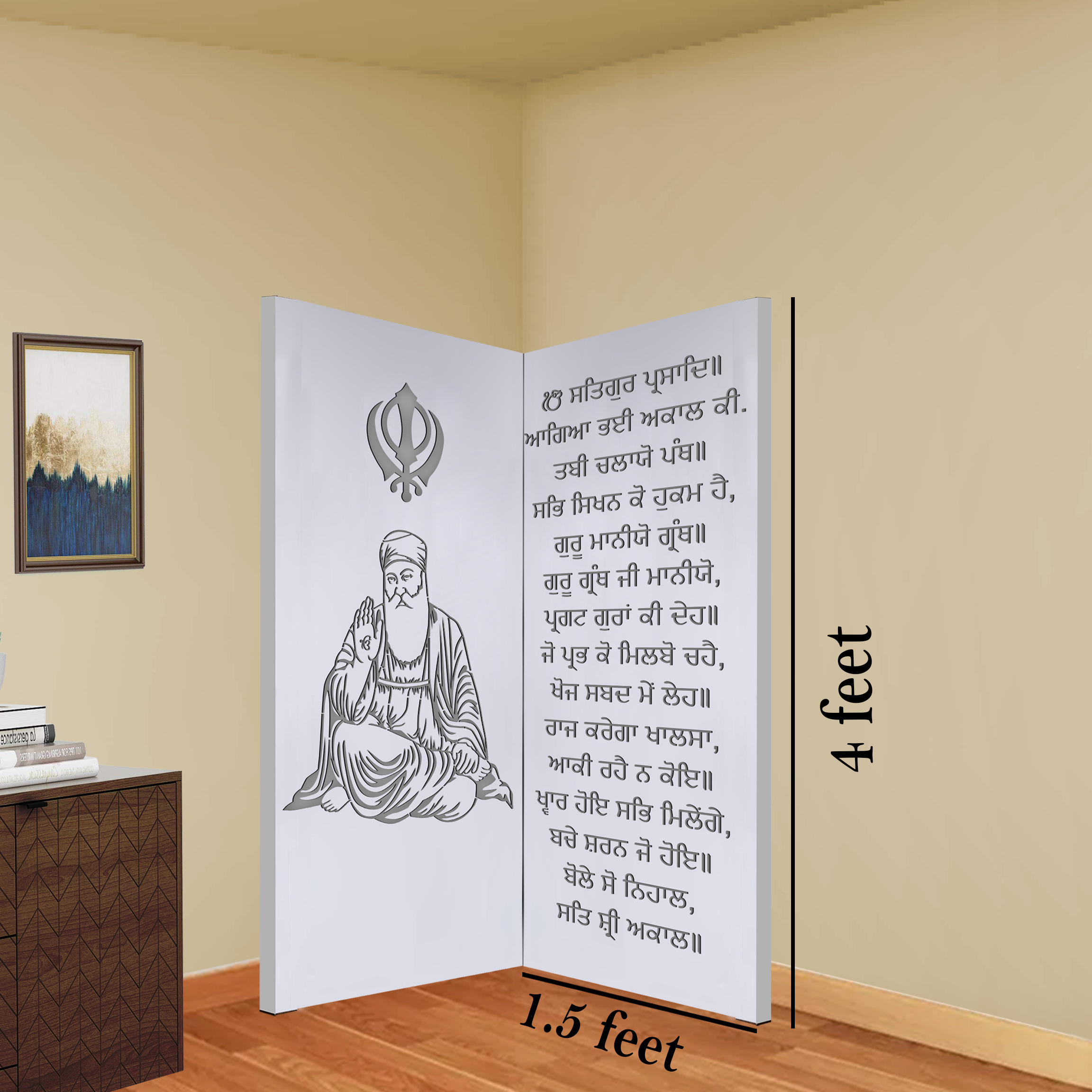 The Temple hub Wooden Temple | White Corner Frame Mandir With LED Light Puja Mandir For Home & Office Decor - Image 5