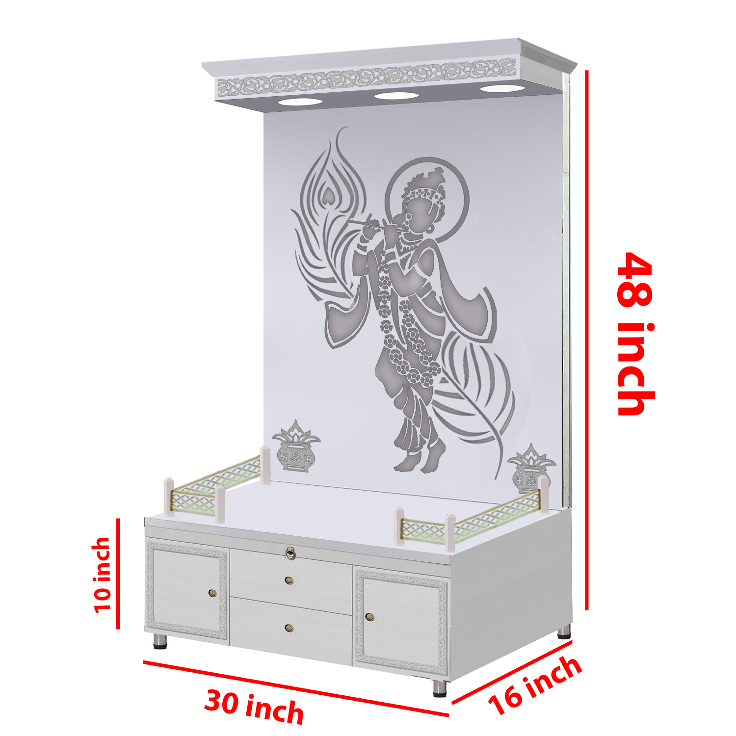 The Temple hub Wooden Temple |White Mandir With LED Light Puja Mandir For Home & Office Decor - Image 2