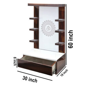 The Temple hub Wooden Temple | Brown Mandir With LED Light Puja Mandir For Home & Office Decor - Brown, 60 x 30 x 18 inch