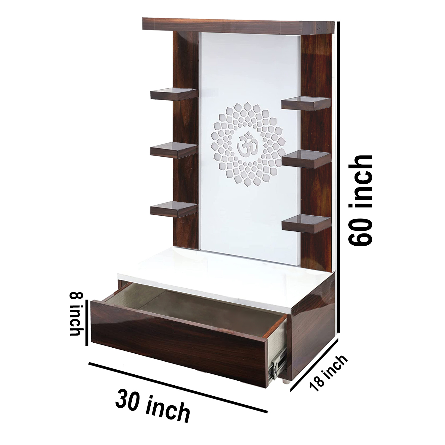 The Temple hub Wooden Temple | Brown Mandir With LED Light Puja Mandir For Home & Office Decor - Image 6